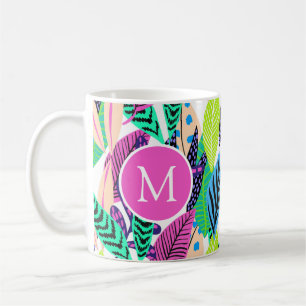 Mug Monogramme botanique moderne et coloré