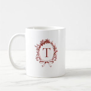 Mug Monogramme botanique rouge vintage