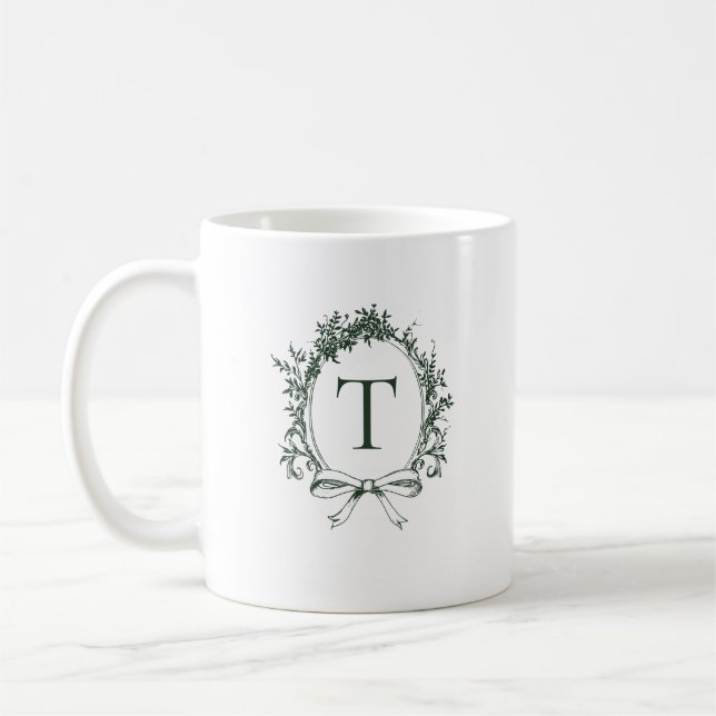 Mug Monogramme botanique vert vintage (Gauche)