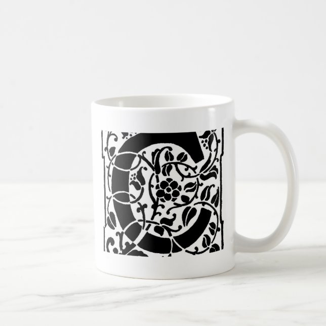 Mug Monogramme C initial. Nom floral Motif Customisé (Droite)