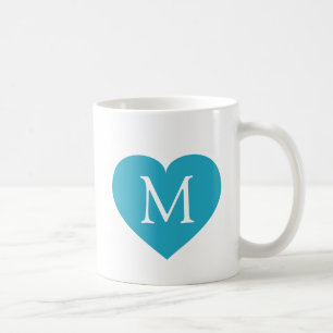 Mug Monogramme cardiaque Turquoise