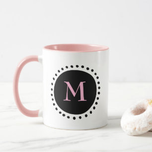 Mug Monogramme Cercle Noir rose deux tons