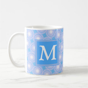 Mug Monogramme Cercles bleu électrique motif