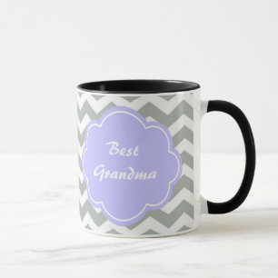 Mug Monogramme chevron gris élégant et moderne tendanc
