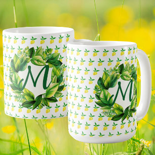 Mug Monogramme Citrons Jaunes 