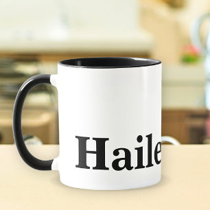 Mug Monogramme Classic Élégant Minimal Noir Blanc Nom