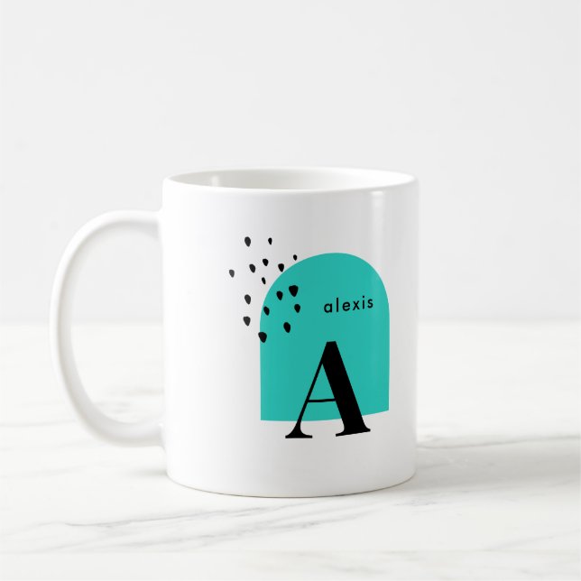 Mug Monogramme coloré moderne avec arche et points (Gauche)