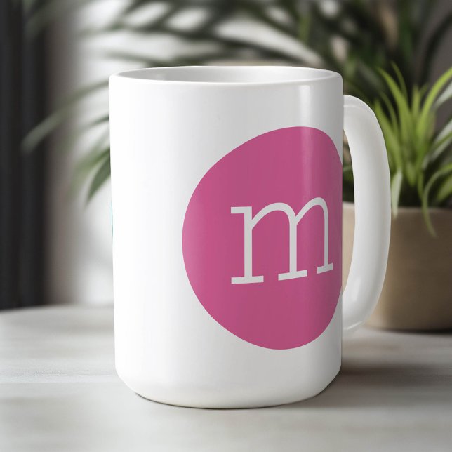 Mug Monogramme Coque inférieur avec cercle - rose et T (Custom Mug)