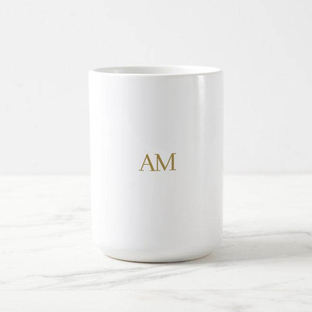 Mug Monogramme couleur or Initiales Calligraphie Pro (Centre)