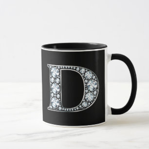 Mug Monogramme D Faux Diamond