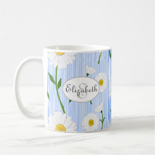 Mug Monogramme Daisées d'été Motif Bleu clair Bleu 