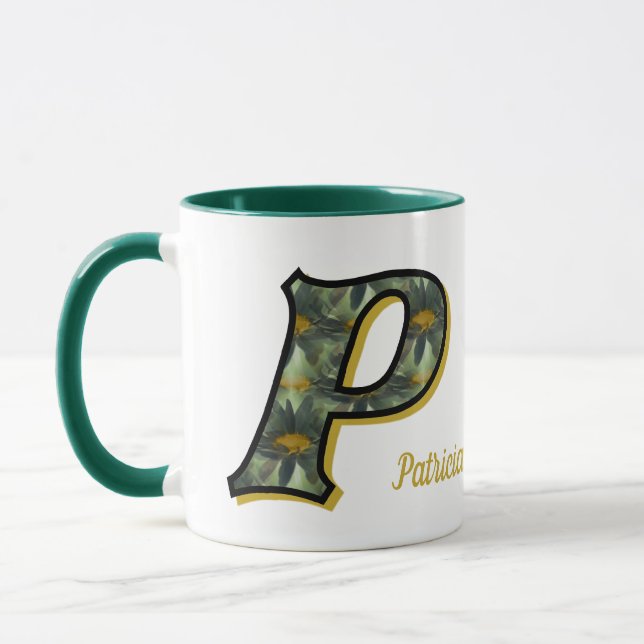 Mug Monogramme Daisy Initiale P Personnalisé (Gauche)