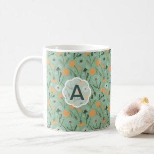 Mug Monogramme Dandelion Fleurs Orange Floral