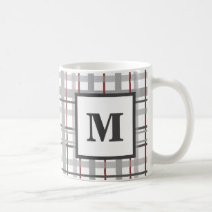 Mug Monogramme d'argent gris-rouge plaqué