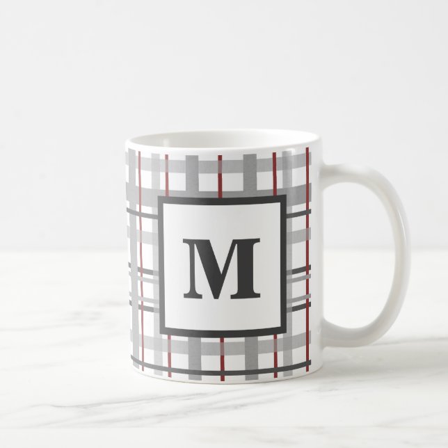 Mug Monogramme d'argent gris-rouge plaqué (Droite)