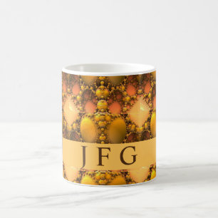 Mug Monogramme d'art fractal jaune peigne