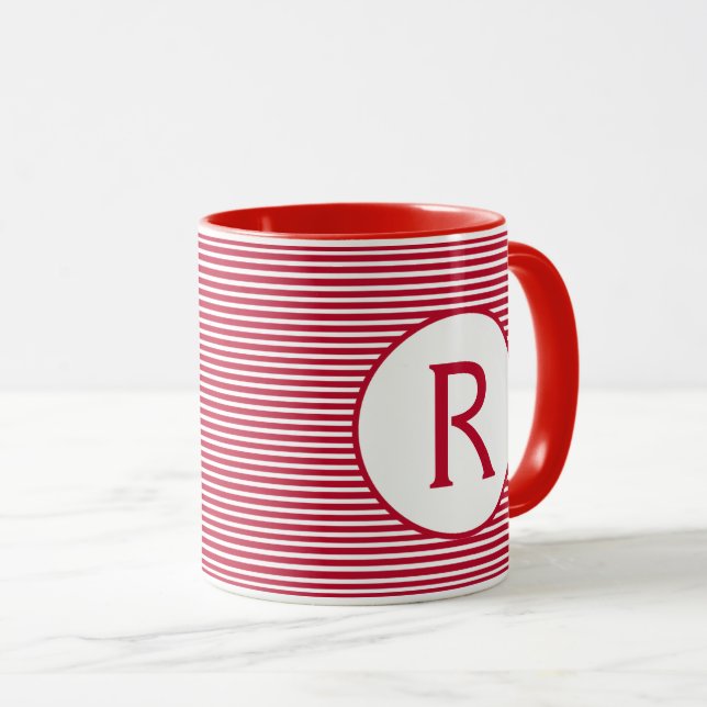 Mug Monogramme de bande rouge (Devant droit)