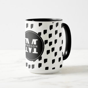 Mug Monogramme de brosse noir et blanc