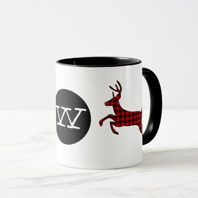 Mug Monogramme De Cerfs De Buffle Plantés (Devant droit)