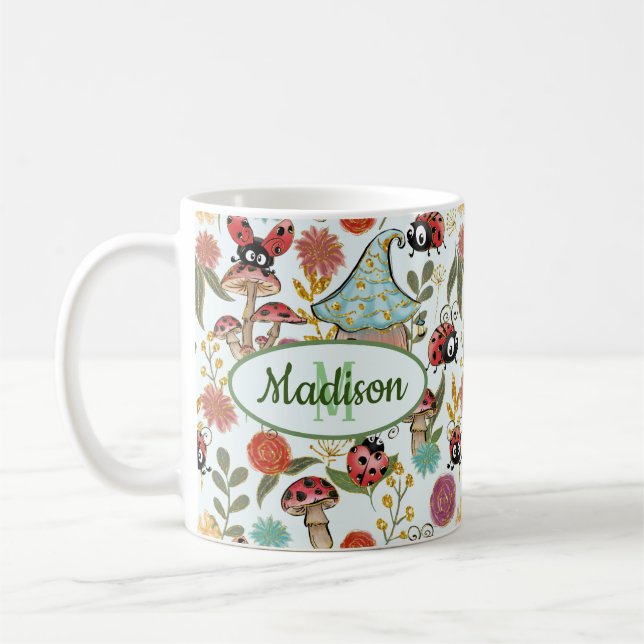 Mug Monogramme de choux charbonneux de champignons (Gauche)