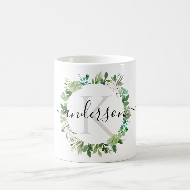 Mug MONOGRAMME DE COULEUR D'EAU DU cool SUCCULENT WREA (Centre)