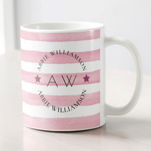Mug monogramme de couleur rose