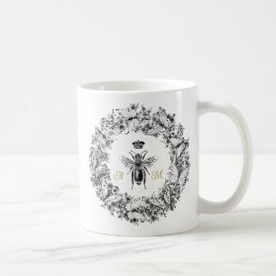 Mug Monogramme de couronne de papillon de la reine Vin