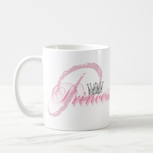 Mug Monogramme de couronne diamant princesse rose Glam (Gauche)