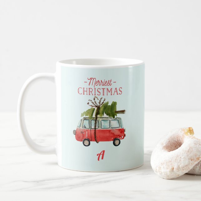 Mug monogramme de courre d'aquarelle de marbre (Avec donut)