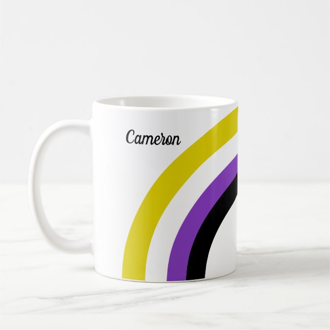 Mug Monogramme de drapeau non binaire arc-en-ciel non  (Gauche)