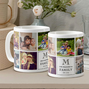 Mug Monogramme de famille 9 Collage de photos et texte