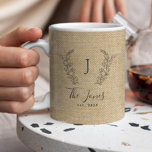 Mug monogramme de famille de ferme rustique personnali