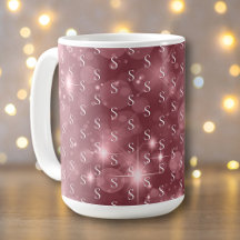 Monogramme de fille moderne Rose Dusky étincelante