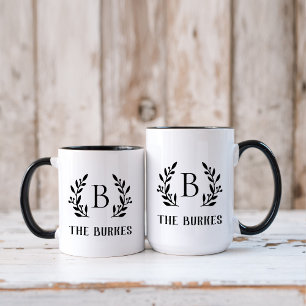 Mug Monogramme de la famille de la branche rustique