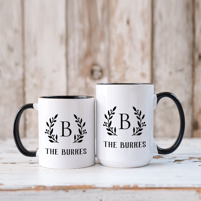 Mug Monogramme de la famille de la branche rustique (Créateur téléchargé)