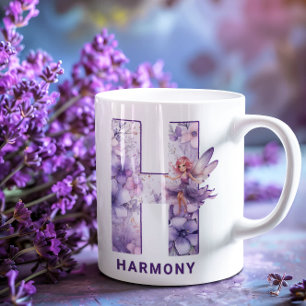 Mug Monogramme de la fée Lilac personnalisée H