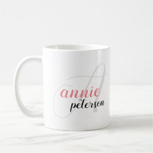 Mug monogramme de la lettre 'A' de Annie personnalisée