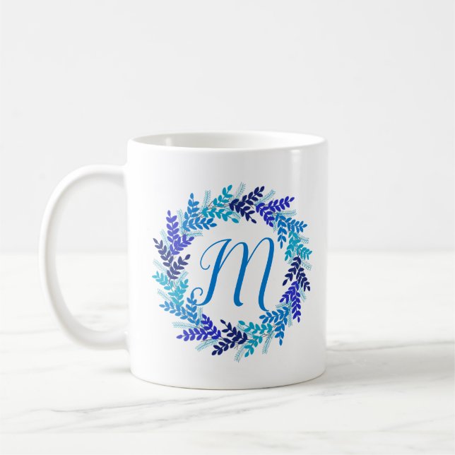 Mug Monogramme de la marine bleue Première couronne de (Gauche)