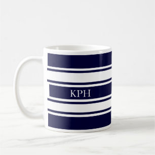 Mug Monogramme de la marine nautique et de la bande bl