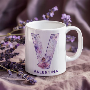 Mug Monogramme de laiton Lilac personnalisé V