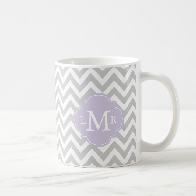 Mug Monogramme de lavande et motif de chevrons (Droite)