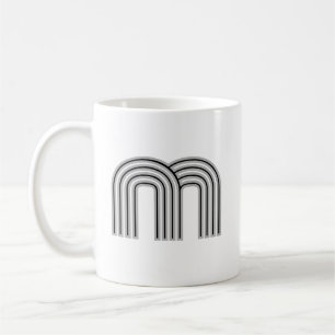 Mug Monogramme de lettre initiale noir blanc moderne é