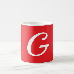 Mug Monogramme de lettre initiale rouge blanc simple
