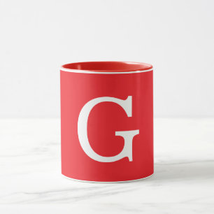 Mug Monogramme de lettre initiale rouge blanc simple