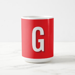 Mug Monogramme de lettre initiale rouge blanc simple