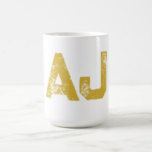 Mug Monogramme de lettres initiales couleur or simple