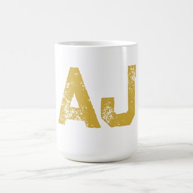 Mug Monogramme de lettres initiales couleur or simple (Centre)