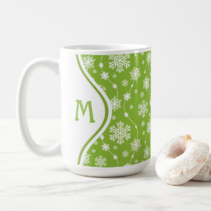 Mug Monogramme de l'hiver vert de la chaux brillante C