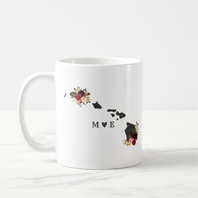 Mug Monogramme de Mariage campagnard rustique Hawaii S (Gauche)