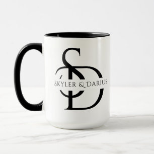 Mug Monogramme de mariage simple personnalisé avec nom